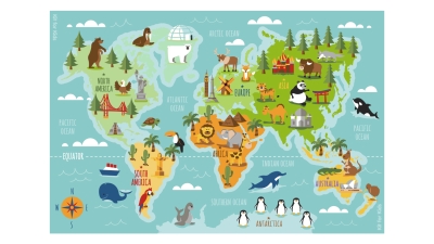 Animals & places of the world carpet