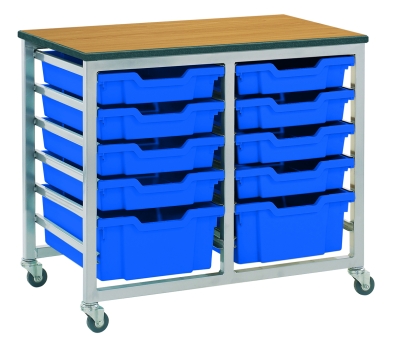 Mobile double tray rack
